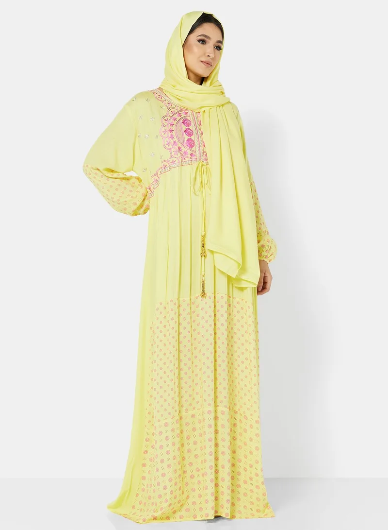 HANA & SARA PURE VISCOSE RAYON JALABIYA WITH VIBRANT BRIGHT THREAD EMBROIDERY