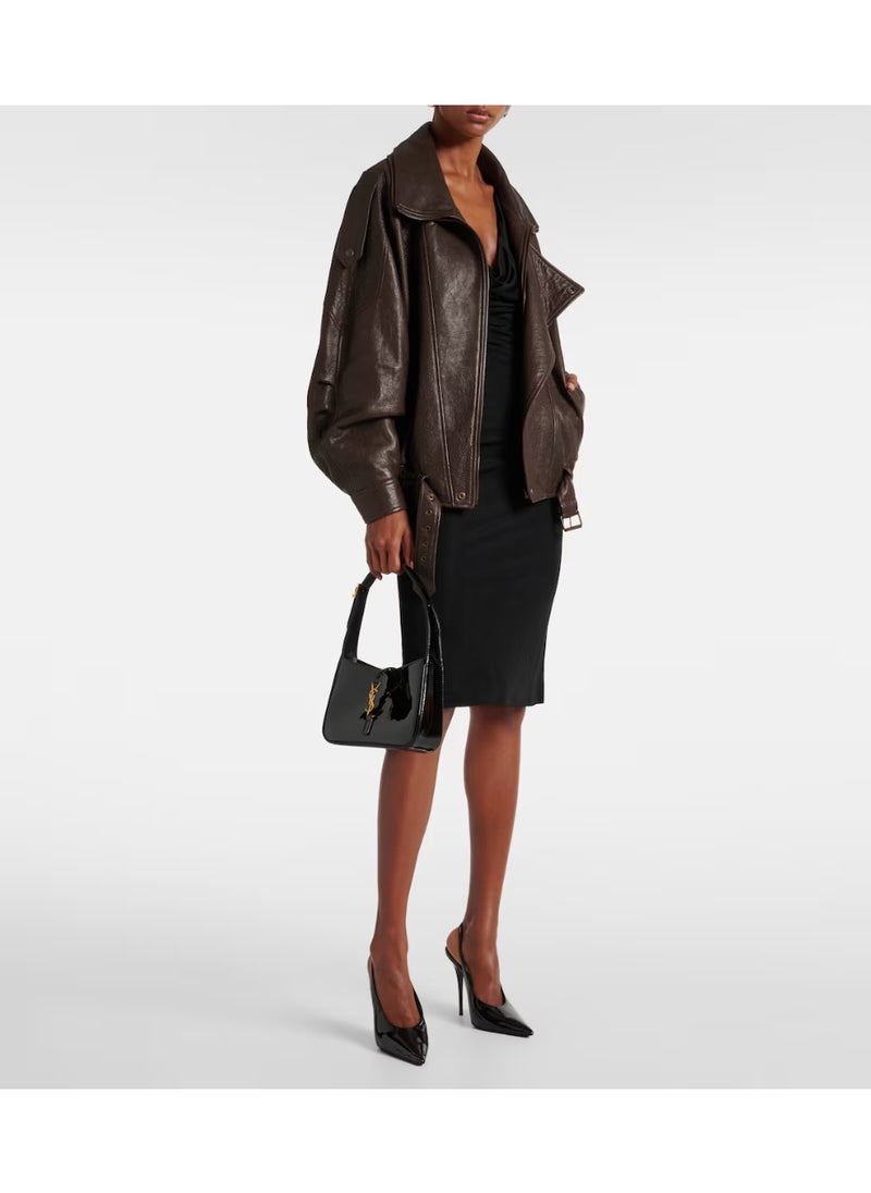 Yves Saint Laurent - Saint Laurent Le 5 à 7 Women's Leather Hobo Bag, Women's Tote Bag, Women's Shoulder Bag, Women's Hand Bag, Women's Travel Bag, Glossy Black - Image 1