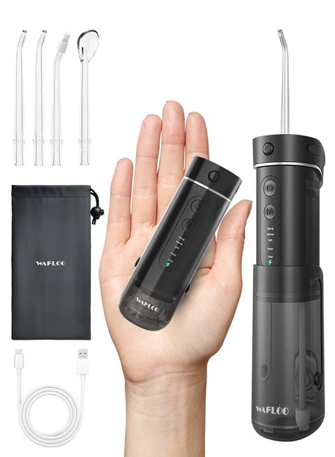 Water Flosser Travel Mini Cordless Portable: 5 Modes Water Dental Floss with Telescopic Water Tank, 4 Tips, IPX7 Waterproof Oral Irrigator for Teeth Cleaning, Orthodontic, Braces Dental Care