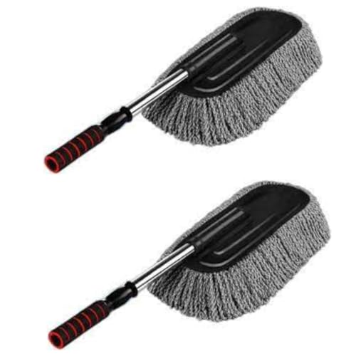 Autokaar Car Duster Brush with Soft Microfiber Bristles Scratch Free Extendable Long Handle for Car Home Office Cleaning Dusting Accessories (Set of 2) - Image 1