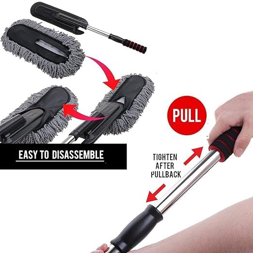 Autokaar Car Duster Brush with Soft Microfiber Bristles Scratch Free Extendable Long Handle for Car Home Office Cleaning Dusting Accessories (Set of 2) - Image 4