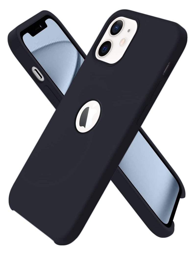 VONZEE Liquid Silicone Soft Back Cover for iPhone 12 Mini Case, Shockproof Slim Camera & Full Body Protection Non Yellowing Cover with Microfiber Lining & Logo Cut (5.4 Inch) -Black - Image 1