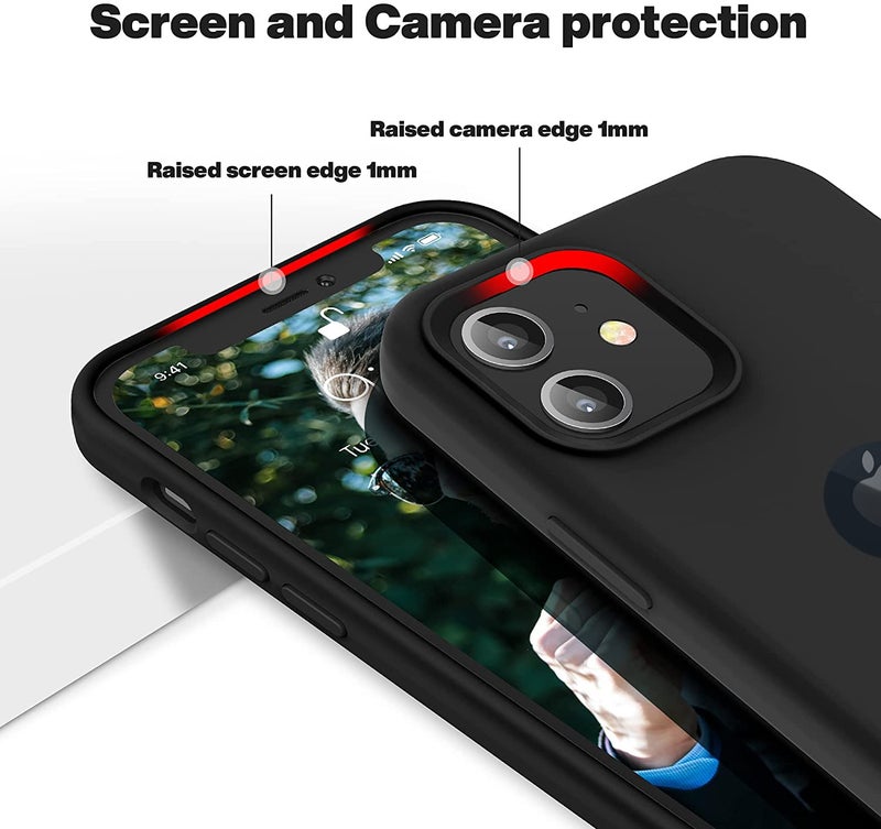 VONZEE Liquid Silicone Soft Back Cover for iPhone 12 Mini Case, Shockproof Slim Camera & Full Body Protection Non Yellowing Cover with Microfiber Lining & Logo Cut (5.4 Inch) -Black - Image 4