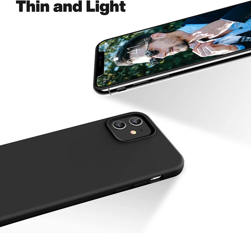VONZEE Liquid Silicone Soft Back Cover for iPhone 12 Mini Case, Shockproof Slim Camera & Full Body Protection Non Yellowing Cover with Microfiber Lining & Logo Cut (5.4 Inch) -Black - Image 3