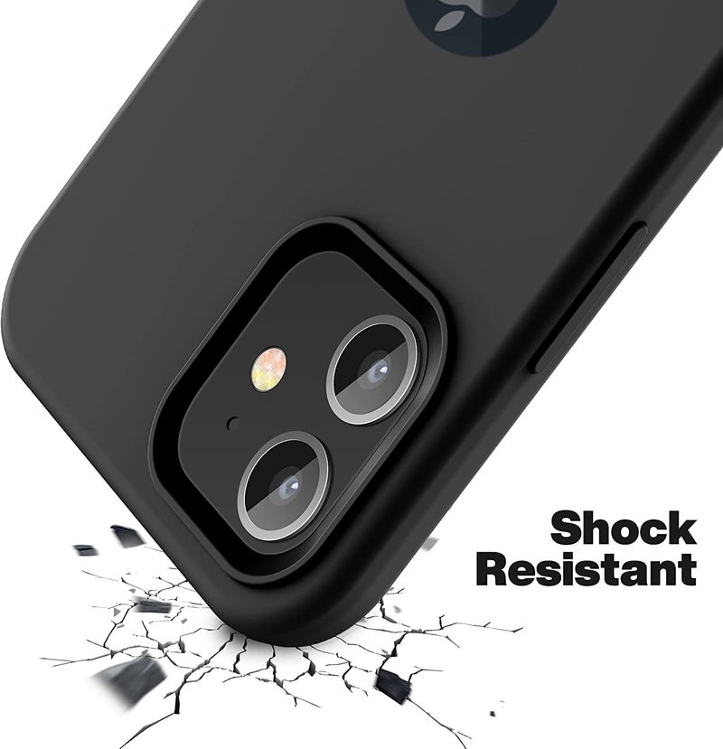 VONZEE Liquid Silicone Soft Back Cover for iPhone 12 Mini Case, Shockproof Slim Camera & Full Body Protection Non Yellowing Cover with Microfiber Lining & Logo Cut (5.4 Inch) -Black - Image 5
