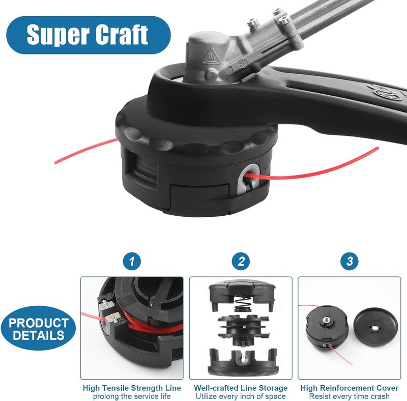 Envanptaz 3 Pack String Trimmer Head SRM-225 for Echo Speed Feed 400 SRM-230 SRM225 SRM-210 SRM2100 Echo Weed Eater PAS210 PAS211 PAS225 PAS230 PAS260 Shindaiwa T195S T220 T222 T230 T231 Straight Shaft Trimmer - Image 3