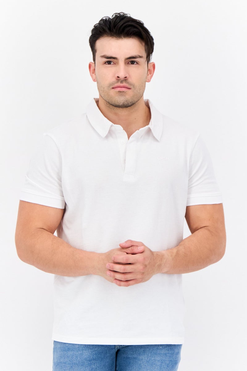 CROSSHATCH Men Regular Fit Embroidered Logo Short Sleeves Polo, White - Image 1