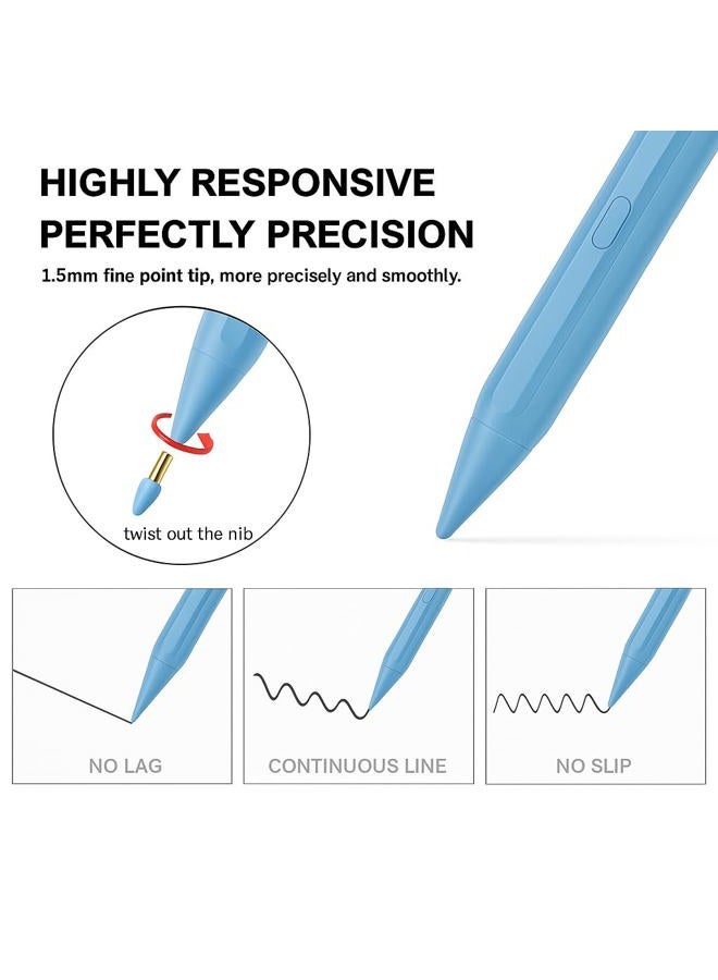 SuitMeeUp Stylus Pen for iPad 11th/10th 2025-2018,2Pack Stylus Pencil Palm Rejection,Tilt Sensitivity Apple Pen for iPad A16/11/10/9/8/7/6th,Pro 12.9"/11"/13" M5/M4,Air 3/4/5/M3/M2,Mini A17/6th/5th-Blue - Image 5
