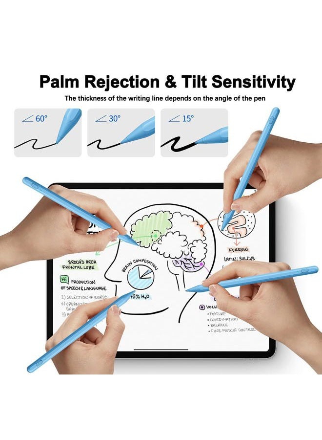 SuitMeeUp Stylus Pen for iPad 11th/10th 2025-2018,2Pack Stylus Pencil Palm Rejection,Tilt Sensitivity Apple Pen for iPad A16/11/10/9/8/7/6th,Pro 12.9"/11"/13" M5/M4,Air 3/4/5/M3/M2,Mini A17/6th/5th-Blue - Image 3