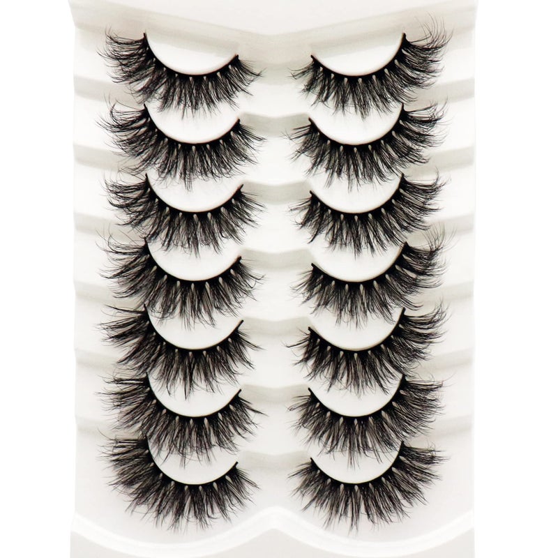 Losha Eyelashes Fluffy Natural Cat Eye False Eyelashes 7 Pairs Pack Handmade Wispy Faux Mink Lashes Style5 Wispy Cat Eye Lashes