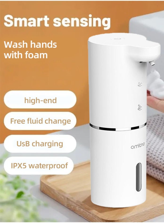 أورايمو موزع صابون رغوي أوتوماتيكي من SmartHandwasher | موزع غسيل يدوي قابل لإعادة الشحن بسعة 300 مل بدون لمس مع مستشعر بالأشعة تحت الحمراء، مستويان قابلان للتعديل للرغوة، مقاوم للماء بدرجة IPX5 للمطبخ والحمام والفندق والمستشفيات - Image 4