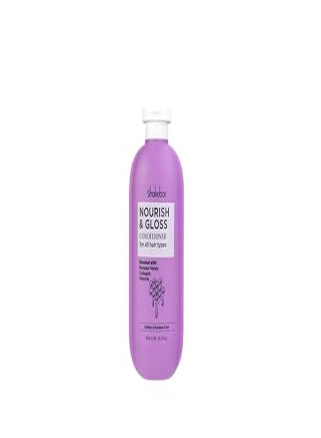 SHAKEBAR Nourish and Gloss Conditioner for All hair types Blended With Manuka Honey Collagen Vitamin Sulfate And Paraben Free 300ml - Image 1