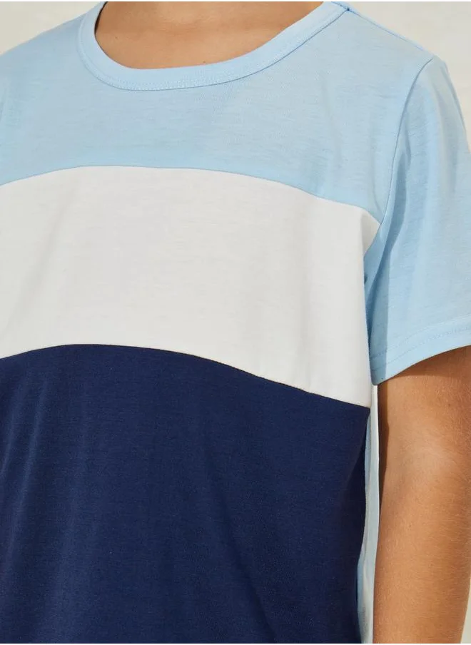 Styli Color Block T-Shirt & Jogger Set
