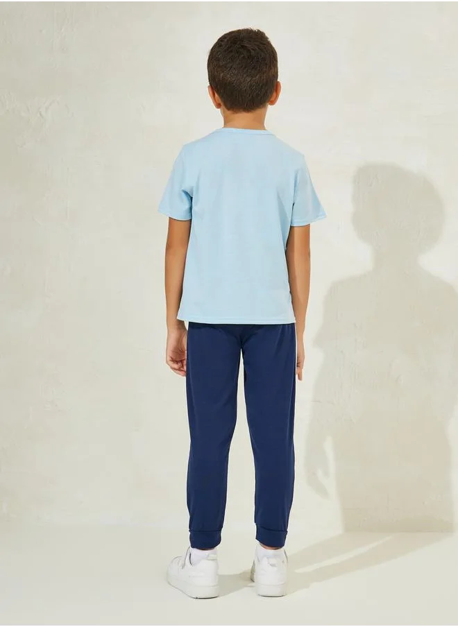 Styli Color Block T-Shirt & Jogger Set