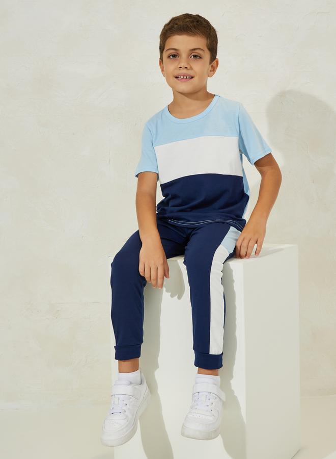 Styli Color Block T-Shirt & Jogger Set  - Image 1