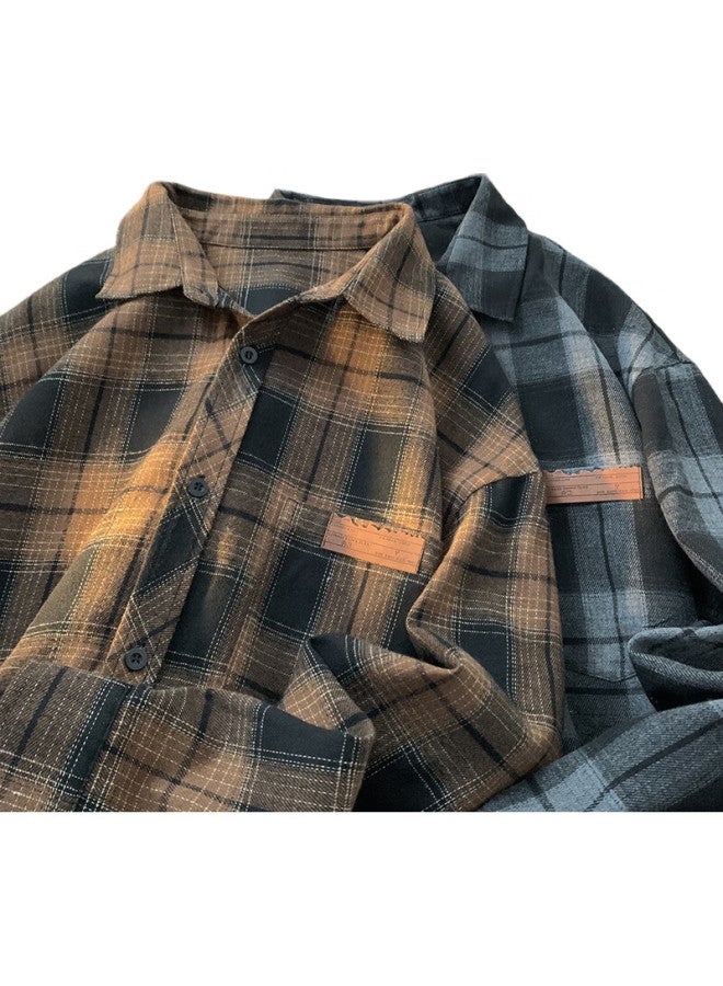 Foss Phil Plaid Shirt Men And Women Autumn And Winter Loose Cool Shirt Cityboy Long Sleeve Jacket Fpcs13 Black Plaid Xl - Image 2