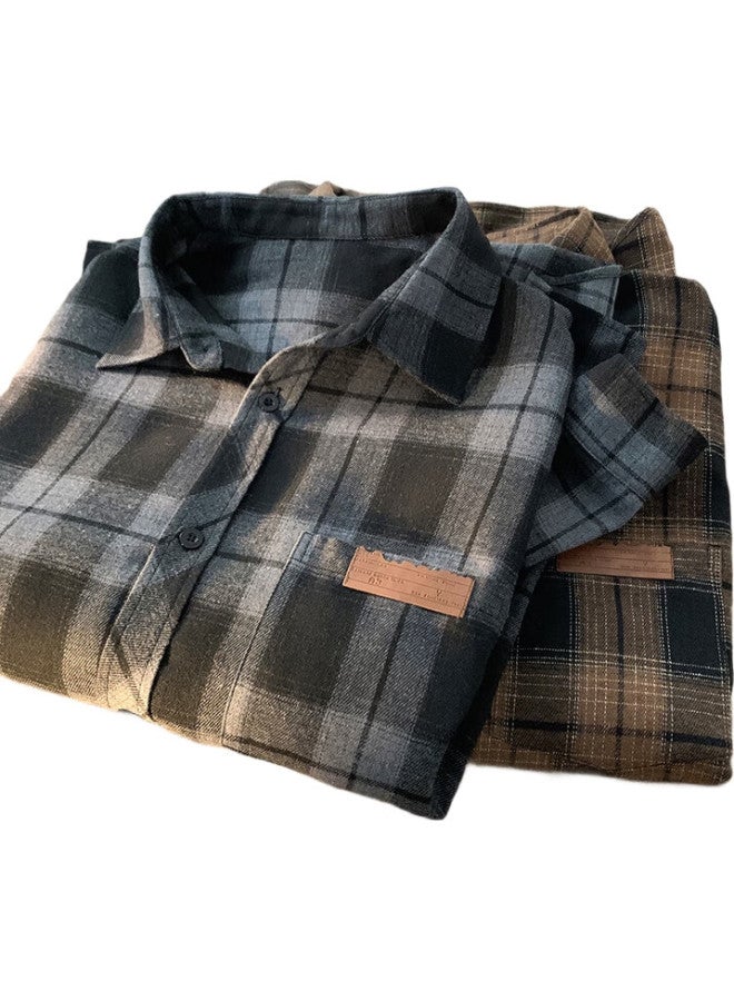 Foss Phil Plaid Shirt Men And Women Autumn And Winter Loose Cool Shirt Cityboy Long Sleeve Jacket Fpcs13 Black Plaid Xl - Image 1