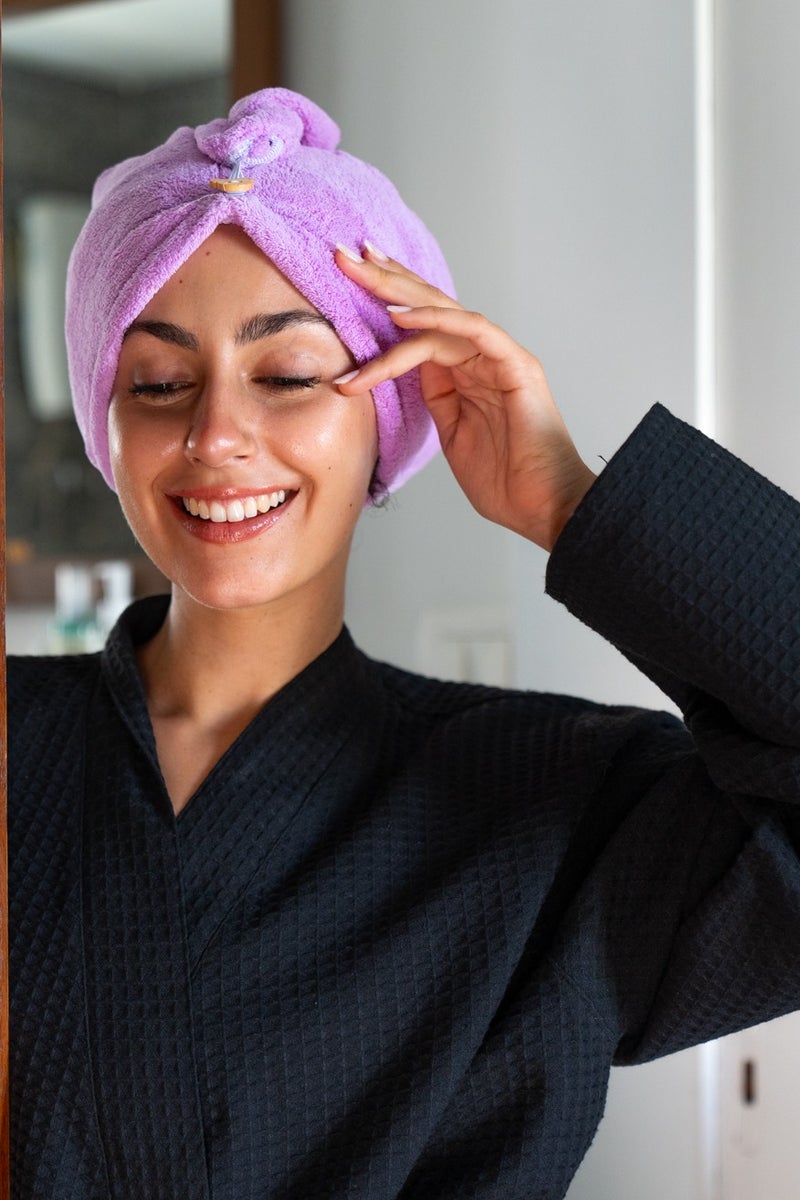 More cottons Microfiber Hair Towel 100% Microfiber (Purple)  - Image 3