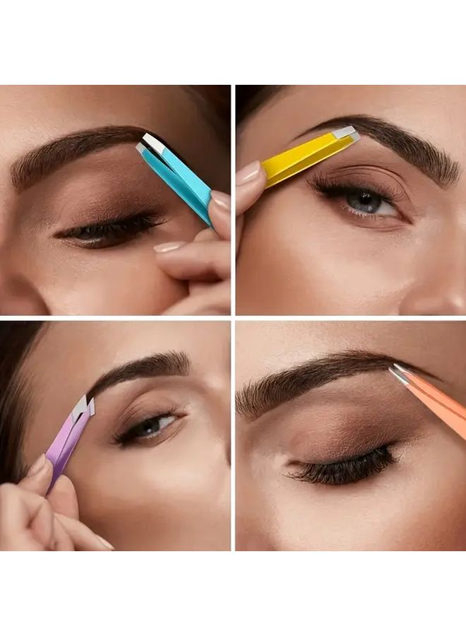 مجموعة ملاقط مكونة من 4 قطع أدوات احترافية لتشذيب الحواجب مسطحة ومدببة - Image 5