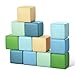 Todiby Foam Building Blocks for Toddlers12Pieces Wipeable Leather Stacking Cubes Kids Large Soft Toys Play Set for Learning Construction Baby Preschool Daycare Therapy Birthday Gift Yellow Green - Image 2