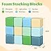 Todiby Foam Building Blocks for Toddlers12Pieces Wipeable Leather Stacking Cubes Kids Large Soft Toys Play Set for Learning Construction Baby Preschool Daycare Therapy Birthday Gift Yellow Green - Image 4