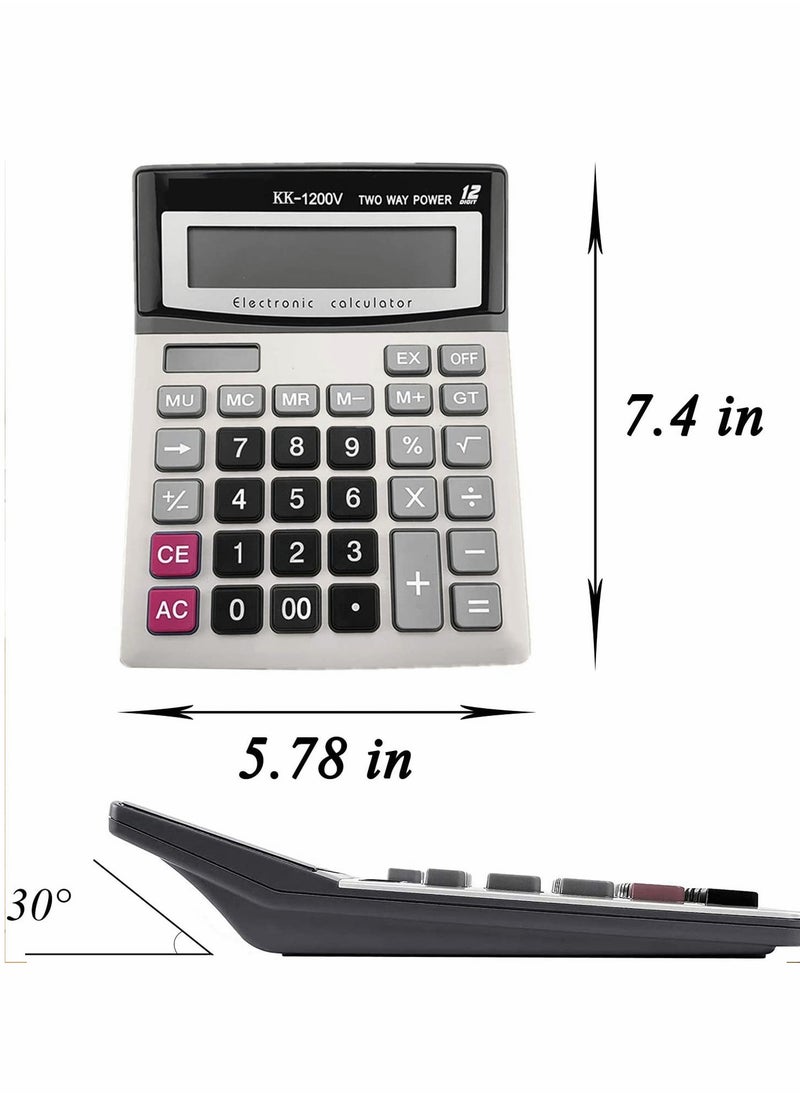 Excefore - Solar Battery Desktop Calculator Large Dual Power Standard Function Business with 12 Digit LCD Display Convenient for Student Office, Home, Market - Image 1