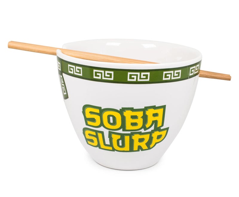 Toynk Bowl Bop Soba Slurp Japanese Ceramic Dinnerware Set | Includes 16-Ounce Ramen Noodle Bowl and Wooden Chopsticks | Asian Food Dish Set For Home & Kitchen | Kawaii Anime Gifts  Snack Collectible  - Image 2