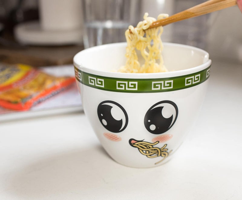 Toynk Bowl Bop Soba Slurp Japanese Ceramic Dinnerware Set | Includes 16-Ounce Ramen Noodle Bowl and Wooden Chopsticks | Asian Food Dish Set For Home & Kitchen | Kawaii Anime Gifts  Snack Collectible  - Image 4