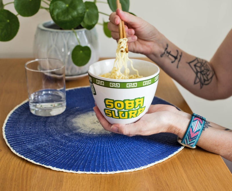 Toynk Bowl Bop Soba Slurp Japanese Ceramic Dinnerware Set | Includes 16-Ounce Ramen Noodle Bowl and Wooden Chopsticks | Asian Food Dish Set For Home & Kitchen | Kawaii Anime Gifts  Snack Collectible  - Image 5