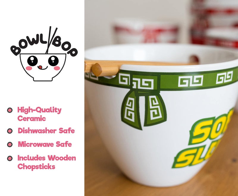 Toynk Bowl Bop Soba Slurp Japanese Ceramic Dinnerware Set | Includes 16-Ounce Ramen Noodle Bowl and Wooden Chopsticks | Asian Food Dish Set For Home & Kitchen | Kawaii Anime Gifts  Snack Collectible  - Image 3