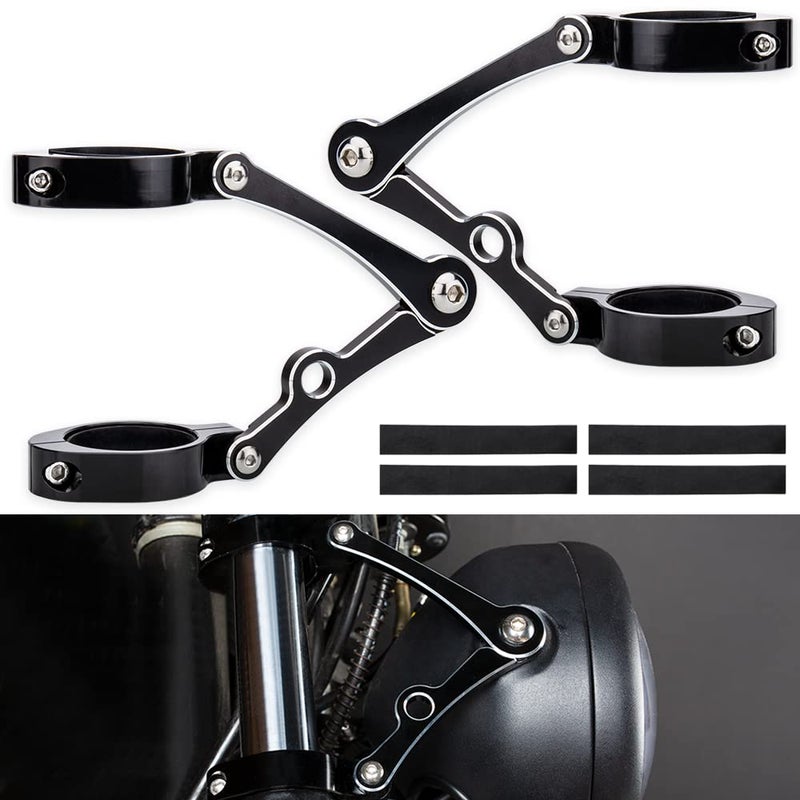 KICRY Universal Motorcycle Headlight Mounting Bracket Black 3941mm Fork Tubes CNC Aluminum Head Lamp Holder Compatible with Harley Chopper Bobber Cafe Racer Black 3941mm