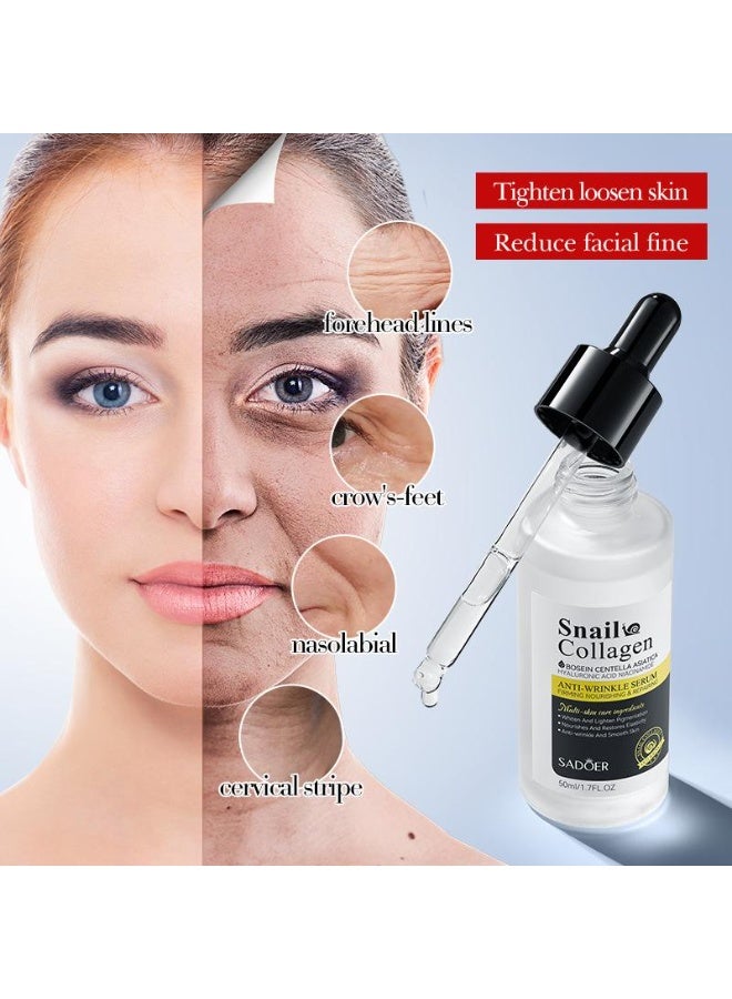 SADOER 50ml Snail Collagen Anti Wrinkle Serum Firming Snail Collagen Strengthening Anti aging Moisture Essence Collagen serum Snail Serum Soft and Smooth Skin Facial Essence - Image 4