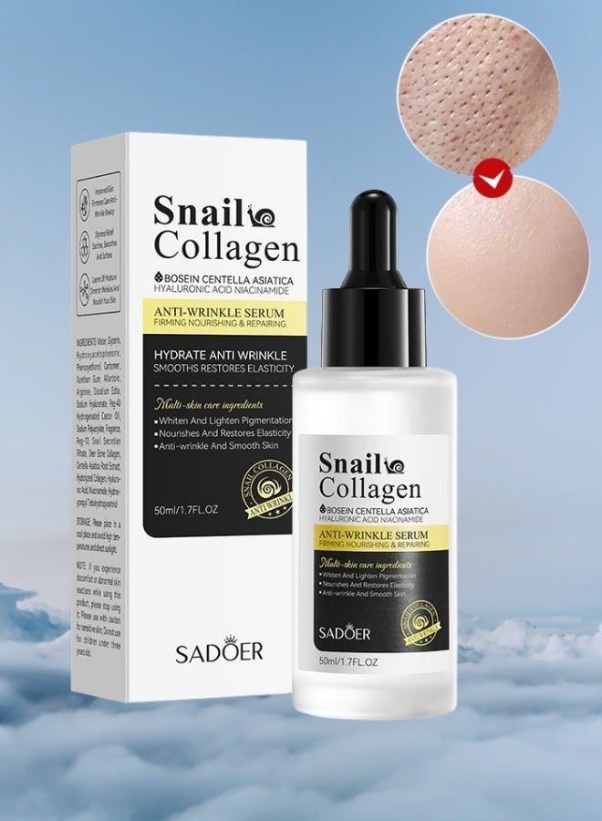 SADOER 50ml Snail Collagen Anti Wrinkle Serum Firming Snail Collagen Strengthening Anti aging Moisture Essence Collagen serum Snail Serum Soft and Smooth Skin Facial Essence - Image 1