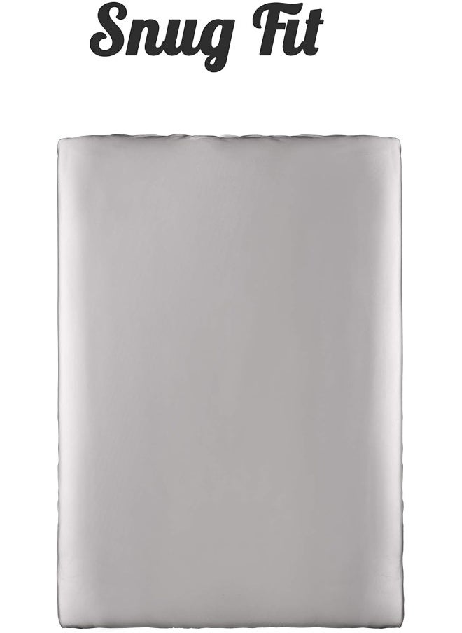 Pro Goleem Pro Goleem Satin Pack n Play Playard Sheet Fitted 2 Pack Great for Baby Hair Silk Feeling 27x39 Inch Portable Mini Crib Sheet Playard Mattress Cover Unisex White and Gray  - Image 5