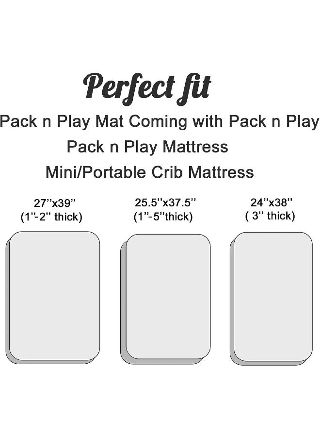 Pro Goleem Pro Goleem Satin Pack n Play Playard Sheet Fitted 2 Pack Great for Baby Hair Silk Feeling 27x39 Inch Portable Mini Crib Sheet Playard Mattress Cover Unisex White and Gray  - Image 4