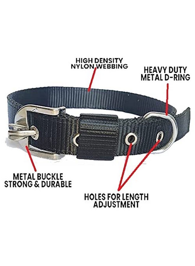 طوق نايلون للكلاب قابل للتعديل 1 بوصة أسود - Image 2