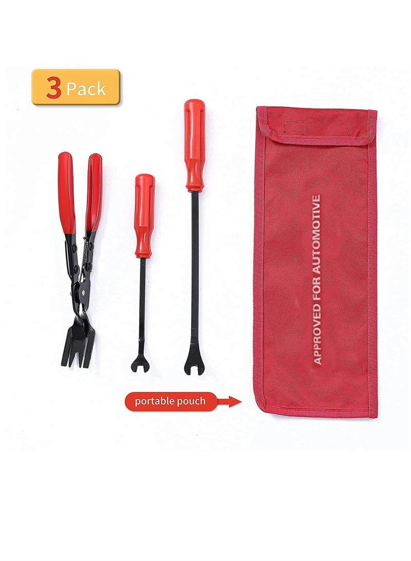 SYOSI 3 PCS Clip Pliers Set and Fastener Remover Universal Auto Door Car Upholstery Trim Clip Removal Pliers Tool Door Panel Trim Clip Removal Tool Pliers for Car Door Panel with Bag  - Image 2