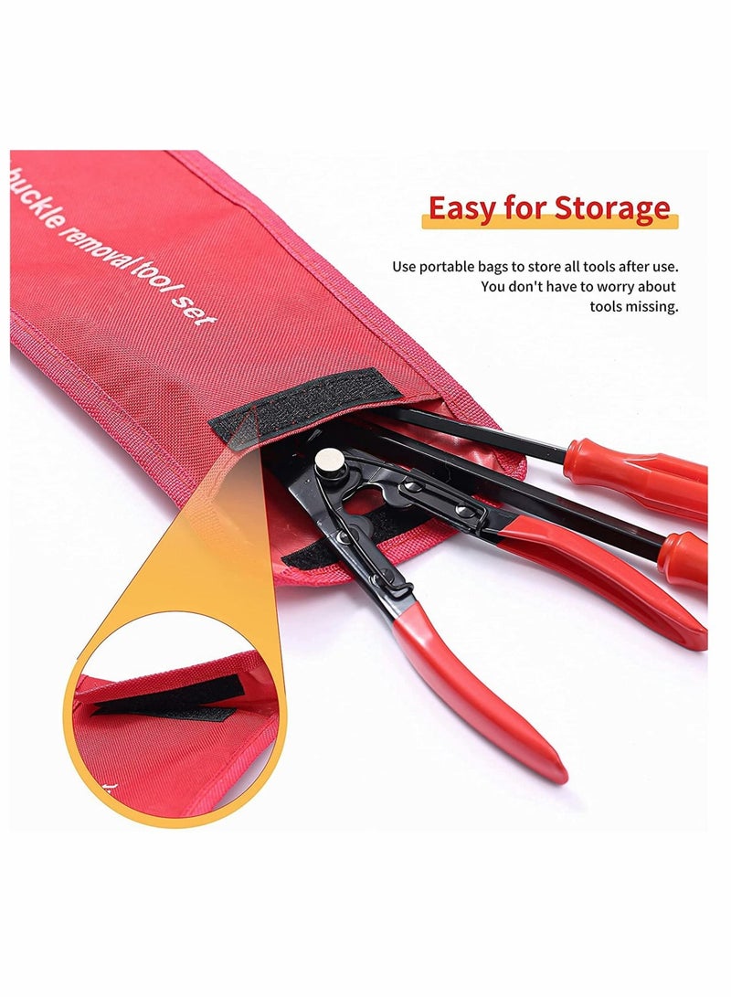 SYOSI 3 PCS Clip Pliers Set and Fastener Remover Universal Auto Door Car Upholstery Trim Clip Removal Pliers Tool Door Panel Trim Clip Removal Tool Pliers for Car Door Panel with Bag  - Image 5