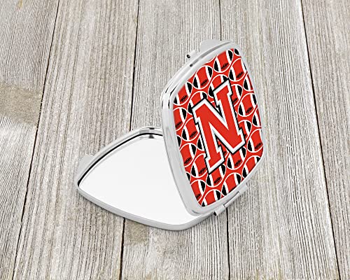 Caroline's Treasures CJ1067-NSCM Letter N Football Scarlet and Grey Compact Mirror Decorative Travel Makeup Mirror for Women Girls Gifts Pocket Makeup Mirror Folding Handheld - Image 2