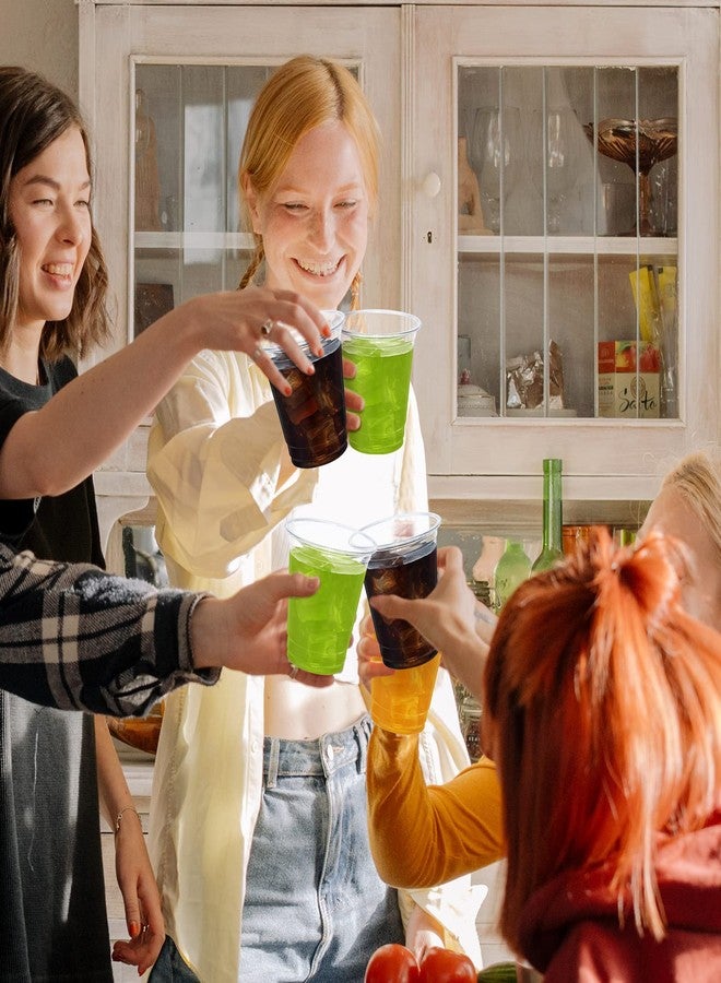 SHOPDAY Disposable Plastic Cups with Lids 8 oz Clear Plastic Cups 100 Pack, Cold Drink Containers Party Cups for Beverage Coffee Soda Juice Smoothie - Image 4