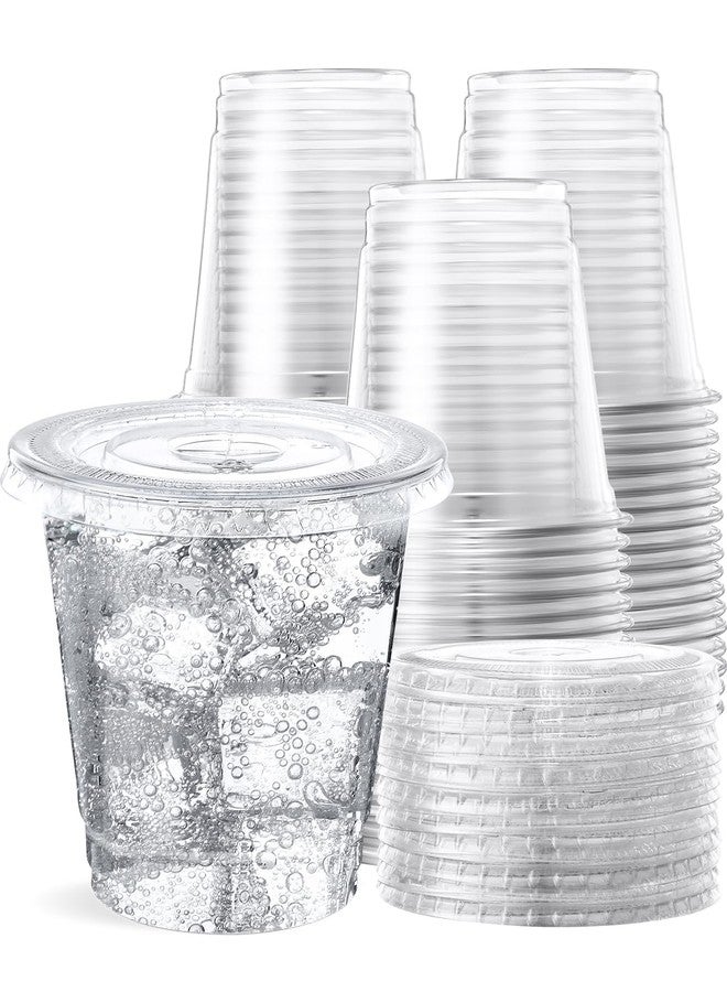 SHOPDAY Disposable Plastic Cups with Lids 8 oz Clear Plastic Cups 100 Pack, Cold Drink Containers Party Cups for Beverage Coffee Soda Juice Smoothie - Image 1