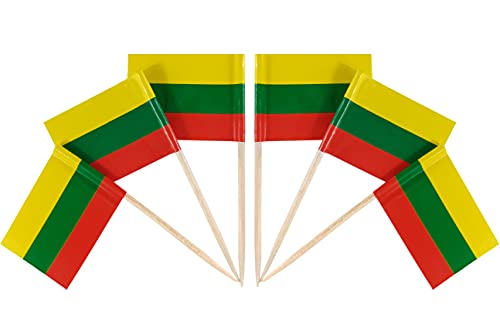 QQSD Lithuania Toothpick Flag Lithuanian Small Mini Cupcake Topper Flags100 pcs - Image 1