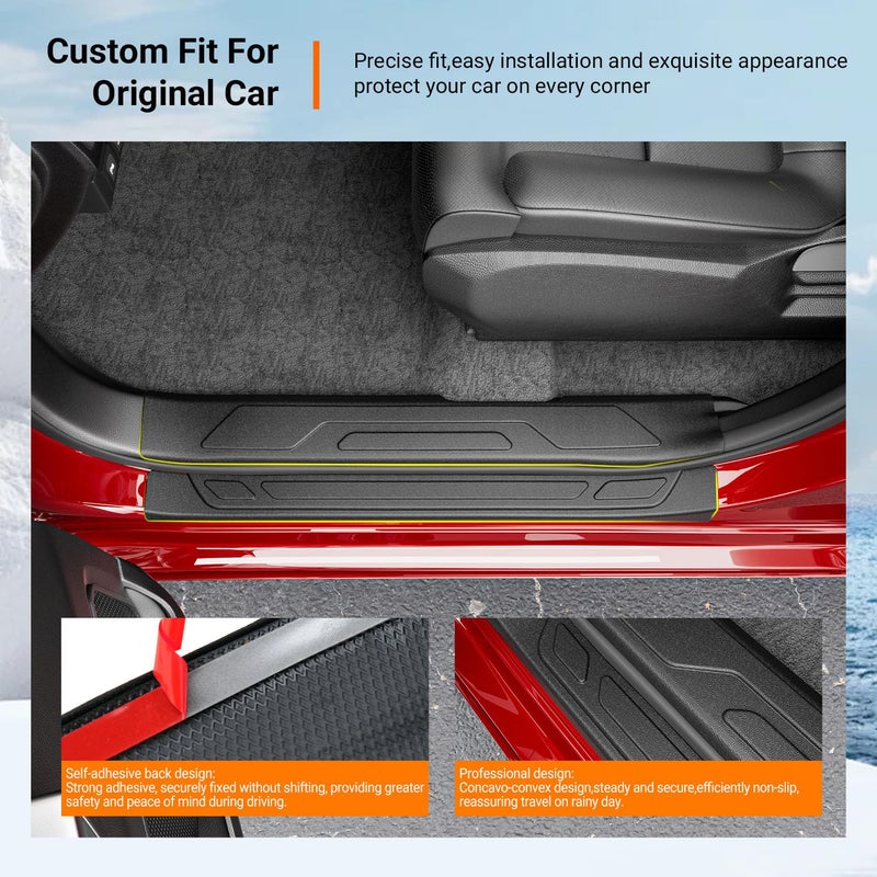 powoq 8Pcs Door Sill Protectors Compatible with 2022-2025 Toyota Tundra Door Sill Guard Threshold Protector Entry Guard Replacement for 2022-2025 Toyota Tundra Accessories - Image 2
