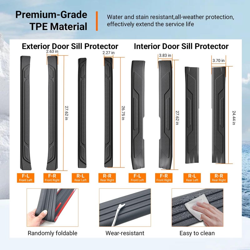 powoq 8Pcs Door Sill Protectors Compatible with 2022-2025 Toyota Tundra Door Sill Guard Threshold Protector Entry Guard Replacement for 2022-2025 Toyota Tundra Accessories - Image 5