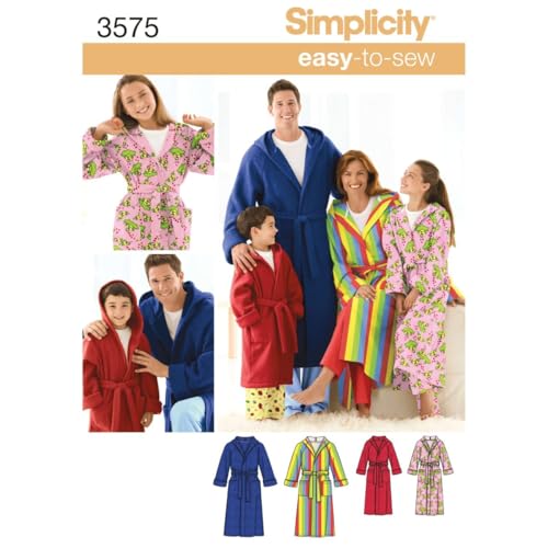 Simplicity Easy-to-Sew 3575 Bathrobe Sewing Pattern for Adults and Children, XS-L and XS-XL - Image 1