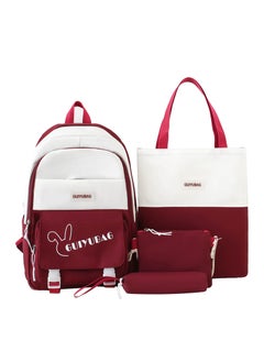 Generic Korean Style Large Capacity Backpack Set for Students Red four-piece set 