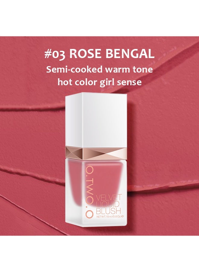 O.TWO.O Velvet Liquid Blush，Silky Cream Liquid Blush,Easy to Apply and Create a Natural Flush,Long Lasting and Lightweight Cheek Blush Face Makeup -#03 - Image 2