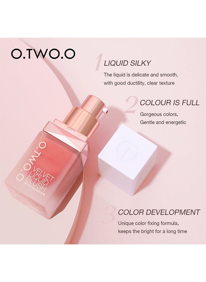 O.TWO.O Velvet Liquid Blush，Silky Cream Liquid Blush,Easy to Apply and Create a Natural Flush,Long Lasting and Lightweight Cheek Blush Face Makeup -#03 - Image 3