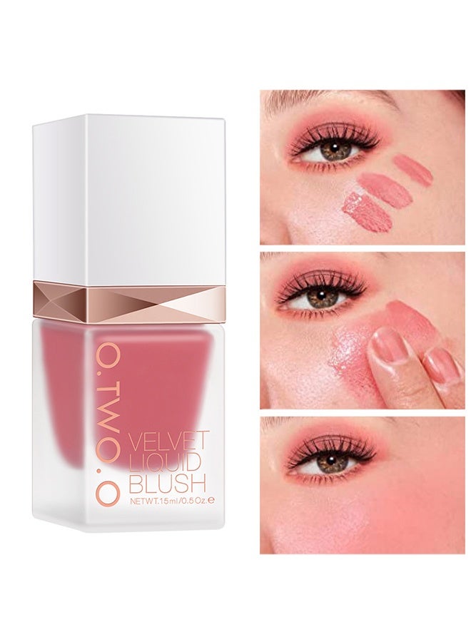 O.TWO.O Velvet Liquid Blush，Silky Cream Liquid Blush,Easy to Apply and Create a Natural Flush,Long Lasting and Lightweight Cheek Blush Face Makeup -#03 - Image 1