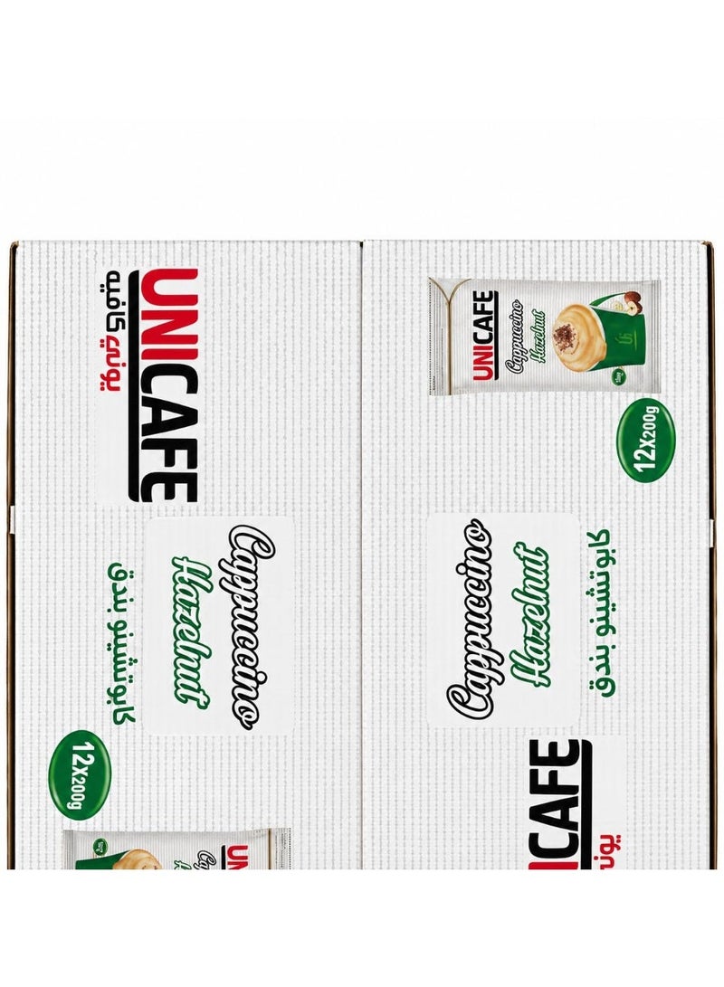 UniCafé UniCafe Hazelnut Cappuccino Instant Coffee, 200g x 12 Packs, Creamy Coffee Beverage - Image 2